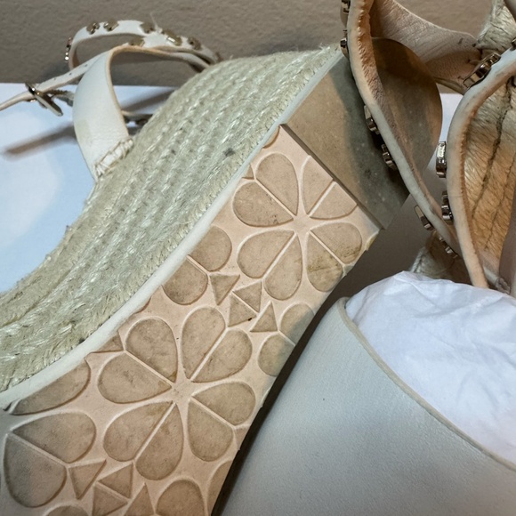 Kate Spade White Leather Straw Sandals With Wrap Around Ankle Straps Size 10 - Picture 8 of 13